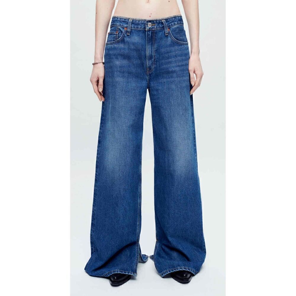 NWT Re/Done Crystal  Bay Fade High Waist Wide Leg Jeans Size 26